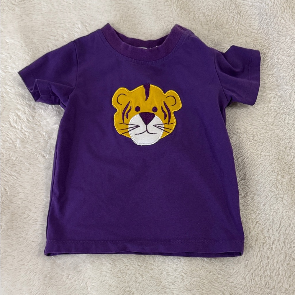 LSU Tiger Appliqué Purple Kids Shirt